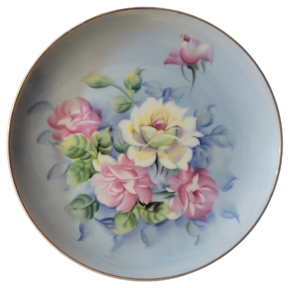 Vtg Lefton China Hand Painted Floral Rose Bud Collectors 8" Plate # SL 2816